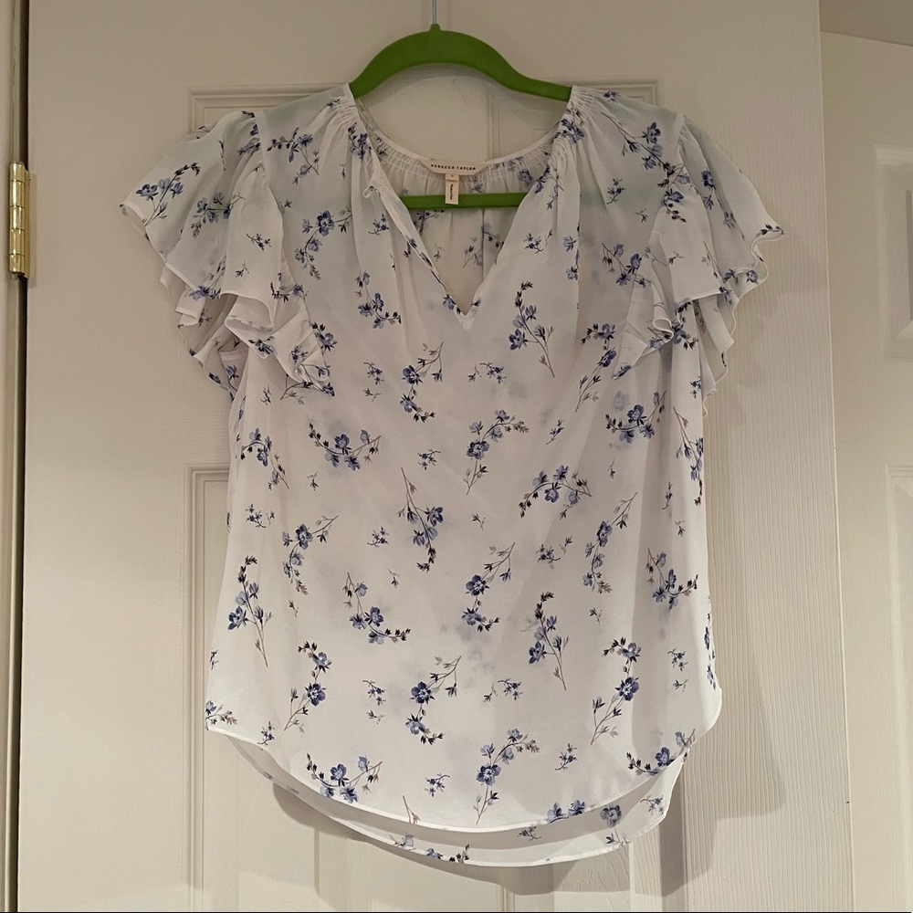 Rebecca Taylor Blue Floral Blouse